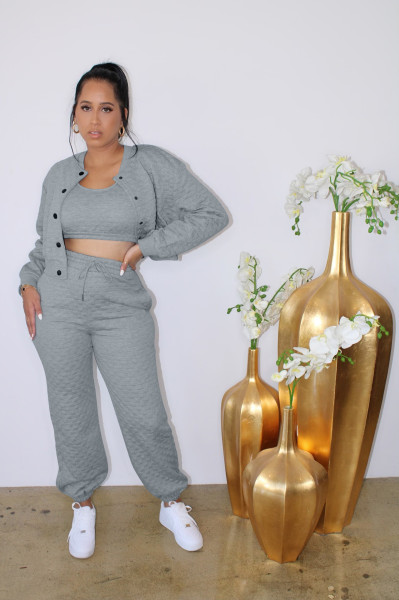 Fashion solid casual warm three piece sportswear