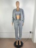 Fashion solid casual warm three piece sportswear