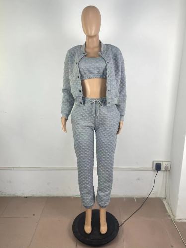 Fashion solid casual warm three piece sportswear