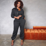 Fashion solid casual warm three piece sportswear