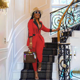 Two piece color blocking suit