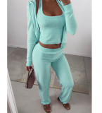 Women's winter new double-sided velvet vest three piece hood set