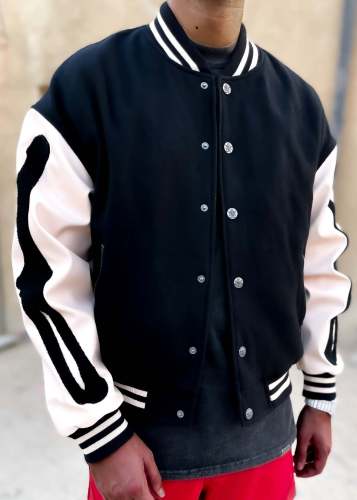 Autumn Fashion Print Thread Color Contrast Button Bomber Shirt