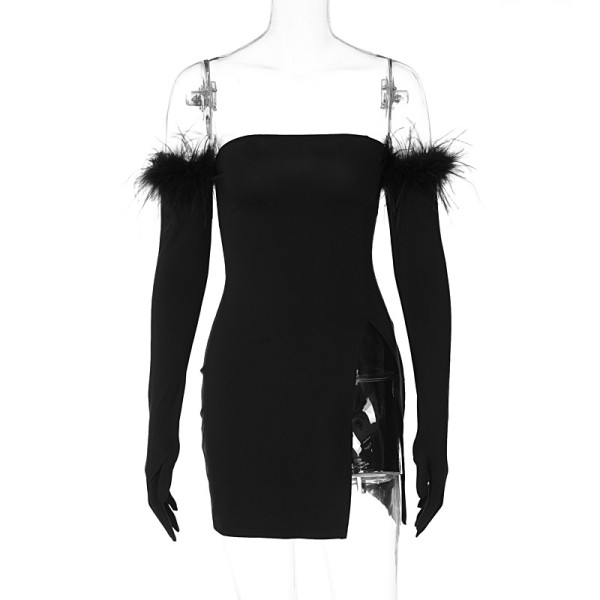 Fashion Slim Slim Slit Slit Sleeve Sleeves Burr Skirt Dress
