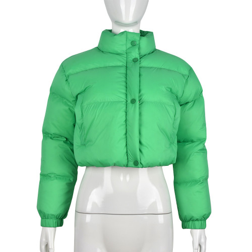 Long sleeve warm stand collar splash proof cotton padded jacket