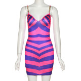 Fashionable sexy hot girls low cut suspender backless slim wrap hip dress
