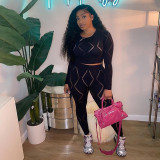 Sexy hollow hole high waist leggings casual sports suit