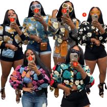 Velvet three-dimensional flower decoration single breasted short coat in autumn and winter Velvet three-dimensional flower decoration single breasted short coat in autumn and winter