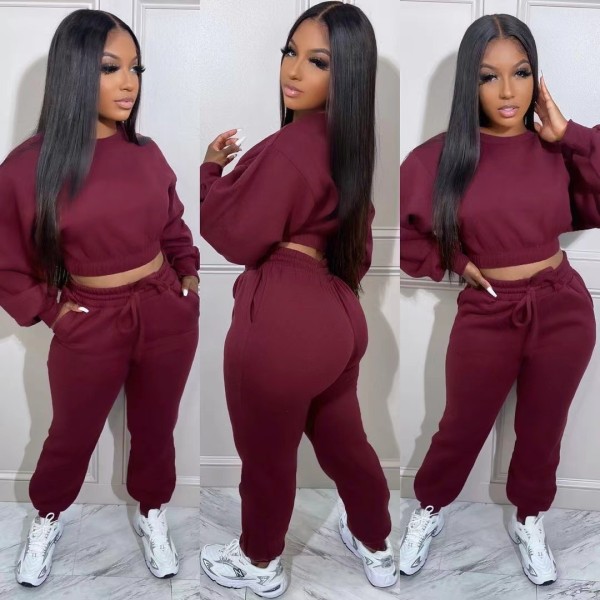 Plush sweater fabric short jogging fashion casual suit