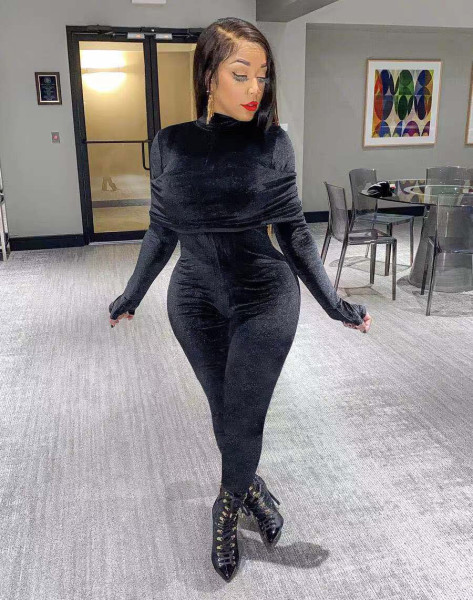 Solid velvet pleated bodysuit