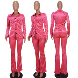 Two piece velvet shirt micro horn set