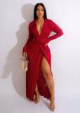 Crease Split Long Sleeve Dress