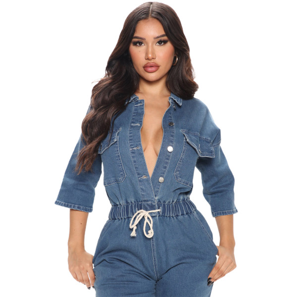 Women's fashion casual jeans jumpsuit