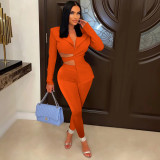 Fashion open waist irregular lace up suit