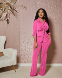 Two piece velvet shirt micro horn set