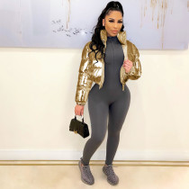 Fashion gilded cotton jacket casual short jacket coat Fashion gilded cotton jacket casual short jacket coat