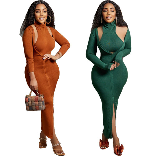Pit strip solid color two-piece suit