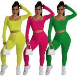 Fashion open waist neck square neck two-piece set