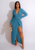 Crease Split Long Sleeve Dress