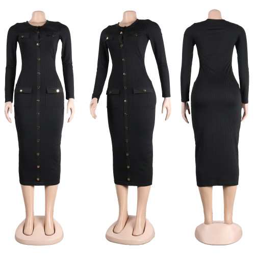 Sexy Slim Solid Dress