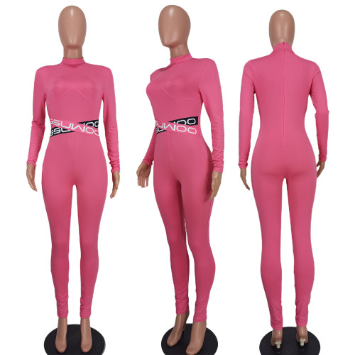 Sexy fashion tight solid color jumpsuit