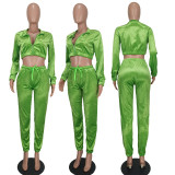 Fashion open waist dense velvet loose wide leg two-piece set