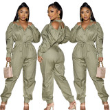 Fashion autumn and winter windbreaker fabric casual two-piece set