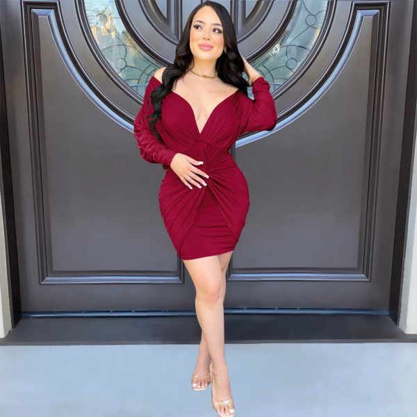 Fashionable hip wrap dress Off shoulder sexy sweet party host dress skirt