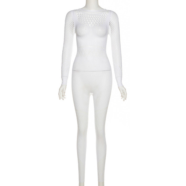 Sexy Mesh Perspective Hollow High Waist Pants Short Bodysuit