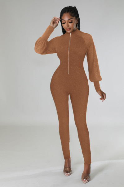 Autumn and winter sexy women's tight shiny nightclub jumpsuit