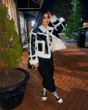 Fashionable fur patchwork coat