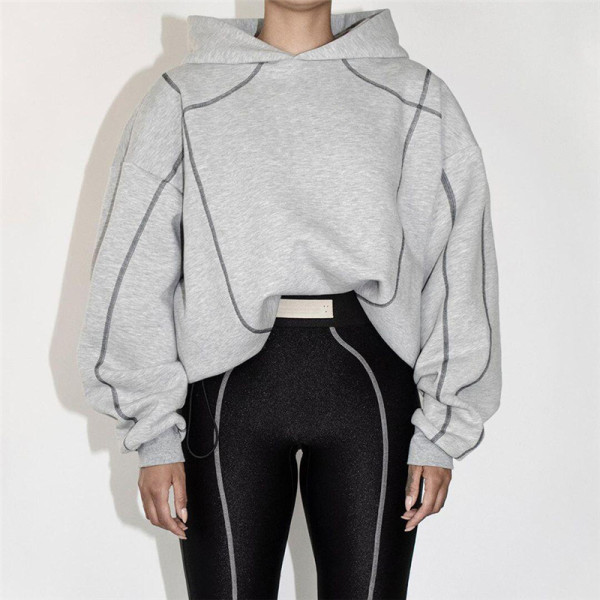 Women's new casual sports embroidery loose short hooded sweater