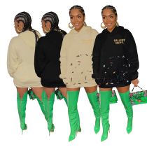 Trendy long sleeve hooded printed pocket sweater Trendy long sleeve hooded printed pocket sweater