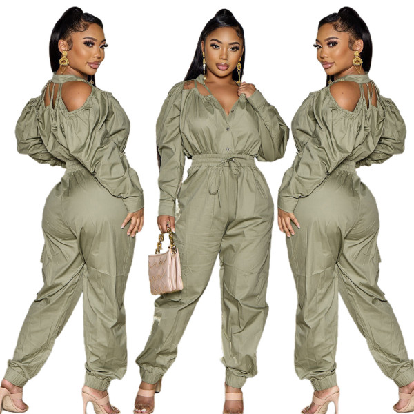 Fashion autumn and winter windbreaker fabric casual two-piece set