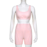 Sports women's split thread underwear casual suit fitness vest shorts two-piece set