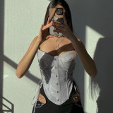 Shiny Side Strap Bra Tunic Top Autumn New Sexy Slim Tank Top