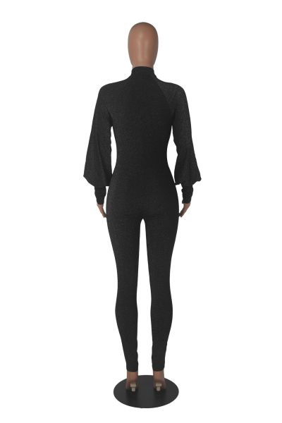 Autumn and winter sexy women's tight shiny nightclub jumpsuit