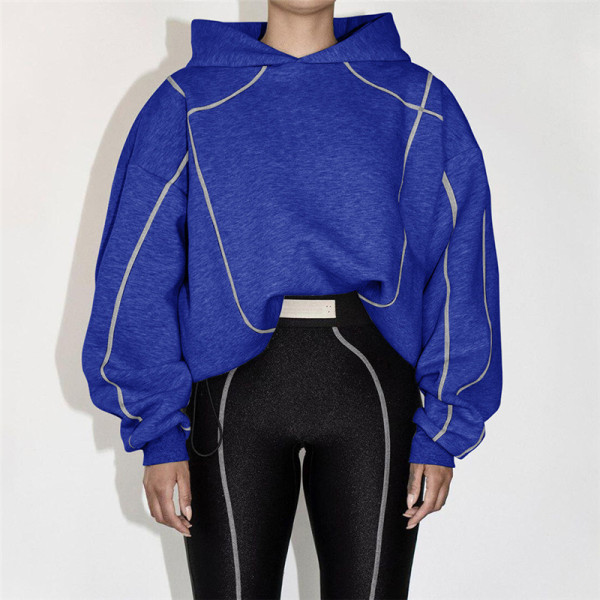 Women's new casual sports embroidery loose short hooded sweater