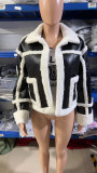 Fashionable fur patchwork coat