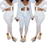 Zhigong Woven Splice Feather Two Piece Set