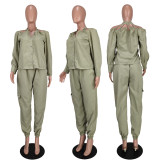 Fashion autumn and winter windbreaker fabric casual two-piece set