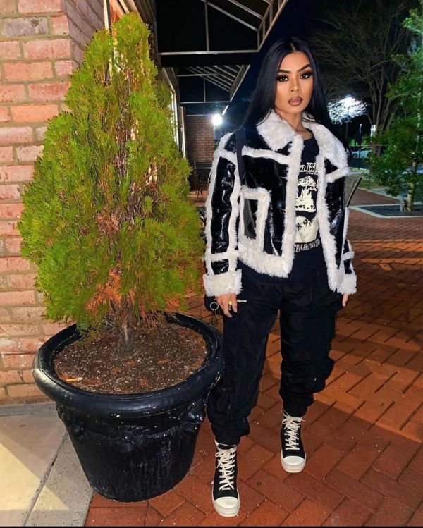 Fashionable fur patchwork coat