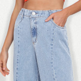 Slim Slim Slit Leg Women's Denim Straight Leg Pants
