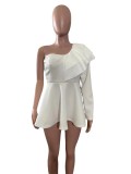 Sexy pullover off collar slim ruffle dress