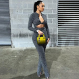 Open navel hollow trousers professional suit