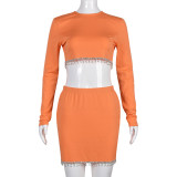 Two piece metal chain T-shirt skirt