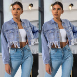 Loose casual small tassel denim coat