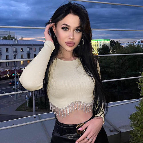 Sexy slim fitting open navel diamond top