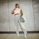 Sexy split high waist leggings show thin pile casual pants