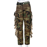 Camo personality tassel pocket casual pants